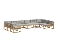 vidaXL Conjunto de sofás de Exterior 10 pcs Blanco y Gris Claro, Sofá de jardín Moderno, Juego de sillones duraderos, Elegante sección para el Patio, Muebles al Lado de la Piscina