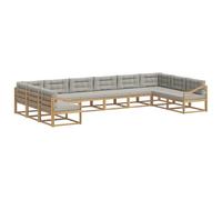 vidaXL Conjunto de sofás de Exterior 10 pcs Blanco y Gris Claro, Sofá de jardín Moderno, Juego de sillones duraderos, Elegante sección para el Patio, Muebles al Lado de la Piscina