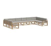 vidaXL Conjunto de sofás de Exterior 10 pcs Blanco y Gris Claro, Sofá de jardín Moderno, Juego de sillones duraderos, Elegante sección para el Patio, Muebles al Lado de la Piscina