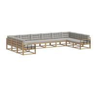 vidaXL Conjunto de sofás de Exterior 10 pcs Blanco y Gris Claro, Sofá de jardín Moderno, Juego de sillones duraderos, Elegante sección para el Patio, Muebles al Lado de la Piscina