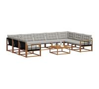 vidaXL Conjunto de sofás de Exterior 10 pcs Gris Natural y Claro, Sofá Exterior, Mueble Modular Moderno para jardín, Lounge Duradero y Asientos de terraza para Relajarse