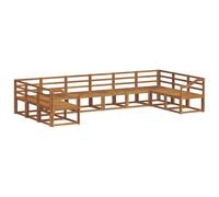vidaXL Conjunto de sofás de Exterior 10 pcs Natural, Sofá Seccional Moderno para Jardín, Conjunto de Sofá Duradero para Patio, Asientos Flexibles para Relajación en el Jardín