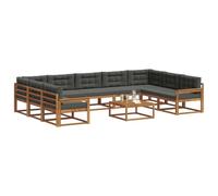vidaXL Conjunto de sofás de Exterior 10 pcs Natural y Antracita, Asientos Al Aire Libre, Sofá Seccional Exterior Moderno y Duradero, Lounge de Jardín, Sofá Junto a la Piscina