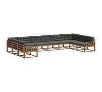 vidaXL Conjunto de sofás de Exterior 10 pcs Natural y Antracita, Conjunto de Sala de jardín Moderno, sofá Exterior Duradero, Muebles seccionales Elegantes, Asientos de Patio para relajación
