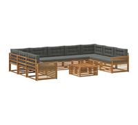 vidaXL Conjunto de sofás de Exterior 10 pcs Natural y Antracita, Sofá de jardín, Moderno, Set seccional, cómodo, Ideal para Relajarse en tu Patio o terraza
