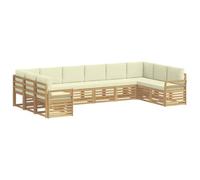 vidaXL Conjunto de sofás de Exterior 10 uds. Blanco y Crema Poliéster