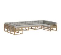 vidaXL Conjunto de sofás de Exterior 10 uds. Blanco y Gris Claro