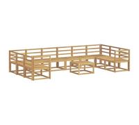 vidaXL Conjunto de sofás de Exterior 11 pcs Blanco, Sofá de Madera de Acacia, Moderno seccional de jardín, Asiento Resistente al Clima, Mueble versátil para tu Patio