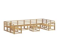 vidaXL Conjunto de sofás de Exterior 11 pcs Blanco, Sofá de Madera de Acacia, Moderno seccional de jardín, Asiento Resistente al Clima, Mueble versátil para tu Patio