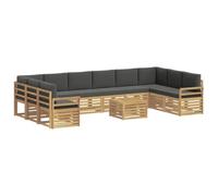vidaXL Conjunto de sofás de Exterior 11 pcs Blanco y Antracita, Sofá Moderno para Exteriores, Mueble seccional, Duradero, Ideal para Patio y terraza