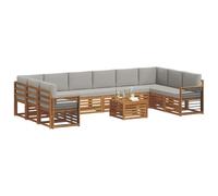 vidaXL Conjunto de sofás de Exterior 11 pcs Gris Natural y Claro, Sofá de jardín, Moderno sofá Exterior, Conjunto seccional, Muebles Patio duraderos, Comodidad en terraza