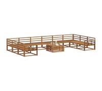 vidaXL Conjunto de sofás de Exterior 11 pcs Natural, Juego de Sofás de Jardín, Sofá Exterior Moderno de Madera Acacia, Asientos Cómodos para tu Patio