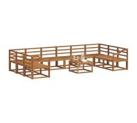 vidaXL Conjunto de sofás de Exterior 11 pcs Natural, Sofá de Madera de Acacia, Asientos Modernos para Exterior, seccional de jardín, disposición versátil para Patio, Conjunto de Lounge Minimalista pa