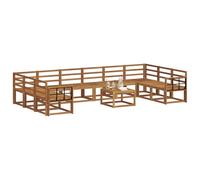 vidaXL Conjunto de sofás de Exterior 11 pcs Natural, Sofá de Madera de Acacia, Asientos Modernos para Exterior, seccional de jardín, disposición versátil para Patio, Conjunto de Lounge Minimalista pa