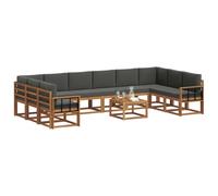 vidaXL Conjunto de sofás de Exterior 11 pcs Natural y Antracita, Sofá de Madera de Acacia, Asientos Modernos para Exterior, seccional de jardín, disposición versátil para Patio, Conjunto de Lounge mi