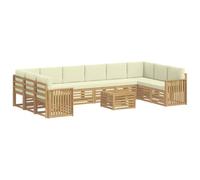 vidaXL Conjunto de sofás de Exterior 11 uds. Blanco y Crema Poliéster