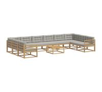 vidaXL Conjunto de sofás de Exterior 11 uds. Blanco y Gris Claro