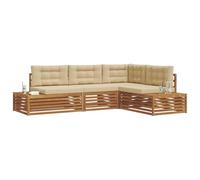 vidaXL Conjunto de sofás de Exterior 13 Pieza Natural y Beige, Muebles de jardín, sofá seccional Moderno para Patio, Lounge Resistente, Asientos cómodos para terraza