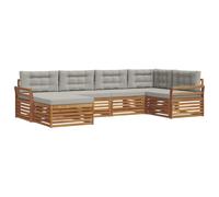 vidaXL Conjunto de sofás de Exterior 18 pcs Gris Natural y Claro, Sofá Moderno para Exteriores, Resistente Set seccional para jardín, cómodo Mueble de terraza