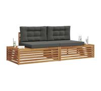 vidaXL Conjunto de sofás de Exterior 2 Pieza Natural y Antracita, Sofá Exterior, Conjunto de Patio Moderno, Mueble Seccional Resistente para Jardín y Terraza, Comodidad al Sentarse