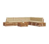 vidaXL Conjunto de sofás de Exterior 20 Pieza Natural y Beige, Sofá Moderno para Exteriores, Conjunto seccional Duradero, Mueble cómodo para tu terraza, relajarte