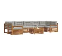 vidaXL Conjunto de sofás de Exterior 24 pcs Gris Natural y Claro, Sofá de jardín, Mueble seccional, Asiento Exterior Resistente, Lounge Moderno, Set cómodo para Patios