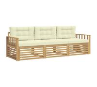 vidaXL Conjunto de sofás de Exterior 3 pcs Blanco y Crema Poliéster, Sofá Seccional Moderno para Jardín, Muebles de Terraza, Confort para Espacios Exteriores