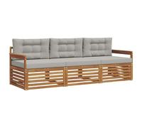 vidaXL Conjunto de sofás de Exterior 3 pcs Gris Natural y Claro, Sofá seccional Moderno, Duradero para el jardín, Muebles de terraza, Asientos para Patio y Sala