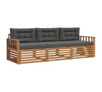 vidaXL Conjunto de sofás de Exterior 3 pcs Natural y Antracita, Sofá seccional Moderno, Duradero para el jardín, Muebles de terraza, Asientos para Patio y Sala