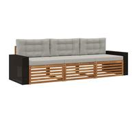 vidaXL Conjunto de sofás de Exterior 3 pcs Natural y Gris Claro, Sofá Seccional Moderno para Jardín, Muebles de Terraza, Confort para Espacios Exteriores