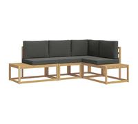 vidaXL Conjunto de sofás de Exterior 3 Pieza Blanco y Antracita, Sofá de Madera de Acacia, Juego Moderno para Exterior, cómodo y Duradero, Ideal para Relajarse al Aire Libre