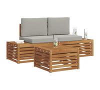 vidaXL Conjunto de sofás de Exterior 3 Pieza Gris Natural y Claro, Muebles de jardín, sofá Modular Moderno para Exteriores, Conjunto Duradero, Asientos cómodos en la terraza