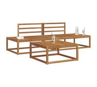 vidaXL Conjunto de sofás de Exterior 3 Pieza Natural, Sofá de Jardín Elegante, Asientos Modernos para Exterior, Sofá Duradero para Patio, Muebles de Madera Sólida Junto a la Piscina, Juego Modular