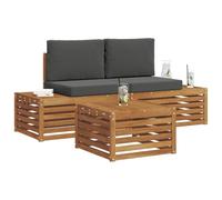 vidaXL Conjunto de sofás de Exterior 3 Pieza Natural y Antracita, Muebles de jardín, sofá Modular Moderno para Exteriores, Conjunto Duradero, Asientos cómodos en la terraza