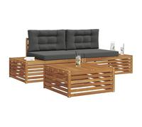 vidaXL Conjunto de sofás de Exterior 3 Pieza Natural y Antracita, Sofá Moderno para jardín, Conjunto seccional Elegante, Asientos duraderos, Muebles relajarte