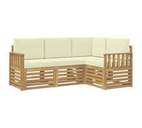 vidaXL Conjunto de sofás de Exterior 4 pcs Blanco y Crema, Conjunto de jardín, sofá Moderno para Exteriores, Muebles seccionales para terraza y Comodidad en Patio