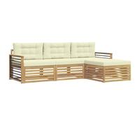 vidaXL Conjunto de sofás de Exterior 4 pcs Blanco y Crema Poliéster, Sofá de jardín, Moderno Conjunto seccional para Exteriores, Comodidad en la terraza y Muebles para Relax