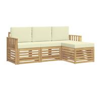 vidaXL Conjunto de sofás de Exterior 4 pcs Blanco y Crema, Sofá Seccional de Jardín, Lounge Moderno, Muebles para Terraza, Comodidad al Aire Libre