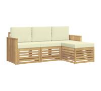 vidaXL Conjunto de sofás de Exterior 4 pcs Blanco y Crema, Sofá Seccional de Jardín, Lounge Moderno, Muebles para Terraza, Comodidad al Aire Libre
