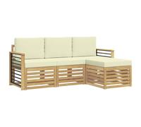 vidaXL Conjunto de sofás de Exterior 4 pcs Blanco y Crema, Sofá Seccional de Jardín, Lounge Moderno, Muebles para Terraza, Comodidad al Aire Libre