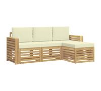 vidaXL Conjunto de sofás de Exterior 4 pcs Blanco y Crema, Sofá Seccional de Jardín, Lounge Moderno, Muebles para Terraza, Comodidad al Aire Libre