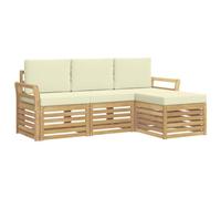 vidaXL Conjunto de sofás de Exterior 4 pcs Blanco y Crema, Sofá Seccional de Jardín, Lounge Moderno, Muebles para Terraza, Comodidad al Aire Libre