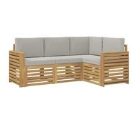 vidaXL Conjunto de sofás de Exterior 4 pcs Blanco y Gris Claro, Conjunto de jardín, sofá Moderno para Exteriores, Muebles seccionales para terraza y Comodidad en Patio