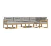 vidaXL Conjunto de sofás de Exterior 4 pcs Blanco y Gris Claro, Set de Muebles Modernos para Exterior, Sofá Seccional Versátil, Acacia Marrón, Resistente al Clima
