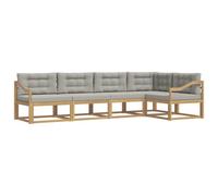 vidaXL Conjunto de sofás de Exterior 4 pcs Blanco y Gris Claro, Set de Muebles Modernos para Exterior, Sofá Seccional Versátil, Acacia Marrón, Resistente al Clima