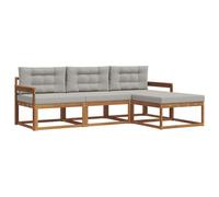 vidaXL Conjunto de sofás de Exterior 4 pcs Gris Natural y Claro, Conjunto de salón Moderno para Exterior, Sofá de jardín cómodo, Asientos seccionales de Patio