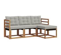 vidaXL Conjunto de sofás de Exterior 4 pcs Gris Natural y Claro, Sofá de Exterior, Moderno y seccional, Muebles duraderos, Asiento de terraza, Juego de Confort para Patio