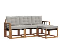 vidaXL Conjunto de sofás de Exterior 4 pcs Gris Natural y Claro, Sofá de Exterior, Moderno y seccional, Muebles duraderos, Asiento de terraza, Juego de Confort para Patio