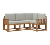 vidaXL Conjunto de sofás de Exterior 4 pcs Gris Natural y Claro, Sofá de Exterior, Mueble seccional Moderno, salón de jardín, Asiento Duradero para Patio, Conjunto cómodo para terraza