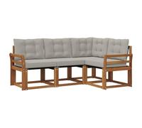 vidaXL Conjunto de sofás de Exterior 4 pcs Gris Natural y Claro, Sofá de jardín Moderno, Muebles seccionales para Patio, Asientos duraderos y cómodos al Aire Libre